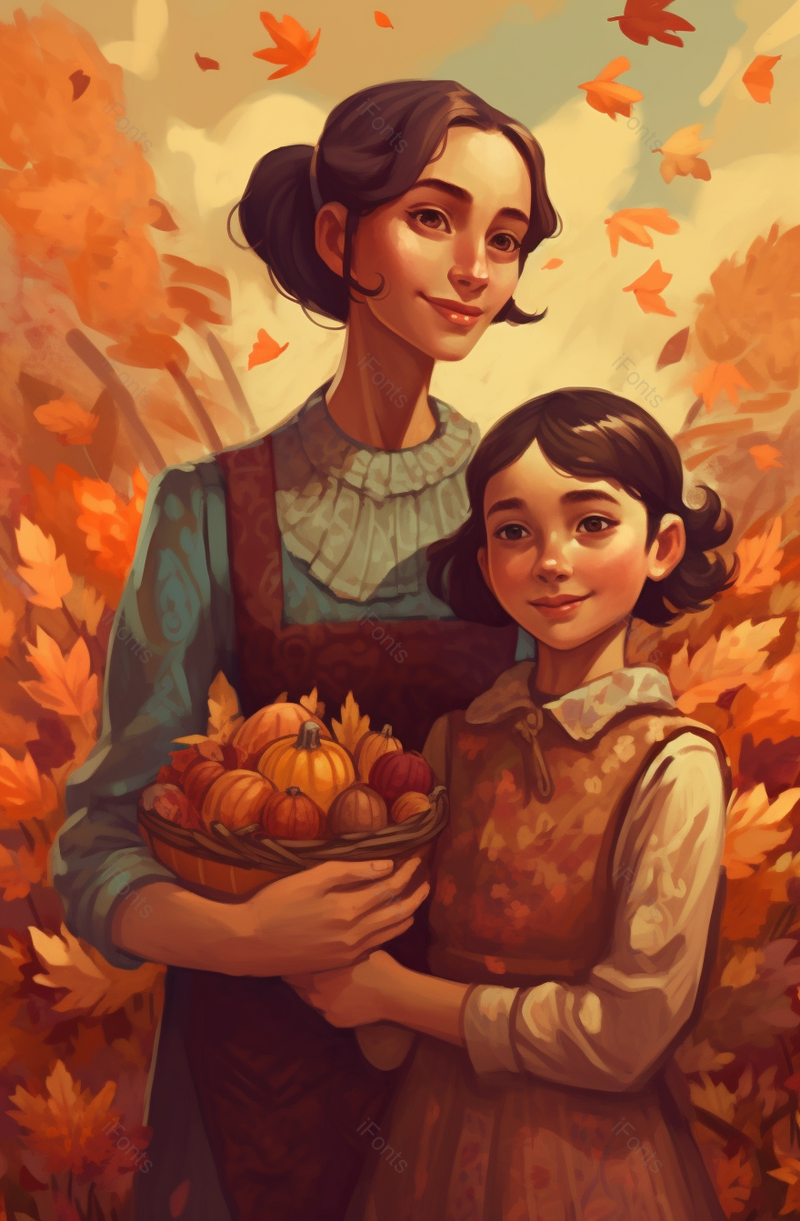 感恩节母女拥抱温馨节日手绘背景,插画/手绘图,插画/手绘图库,插画/手绘图下载,插画/手绘